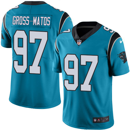 Nike Panthers #97 Yetur Gross-Matos Blue Youth Stitched NFL Limited Rush Jersey